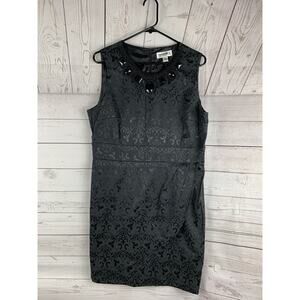 Isadora Collection Women's Black beaded neckline Dress 14 PETITE sleeveless